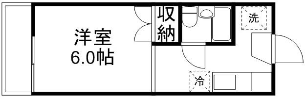 ドミールサカイ(1K/2階)の間取り写真