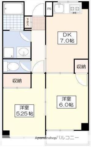 サンフラットむさしの(2DK/3階)の間取り写真