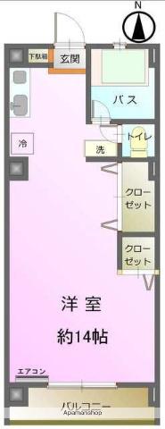 セザール三鷹(ワンルーム/1階)の間取り写真