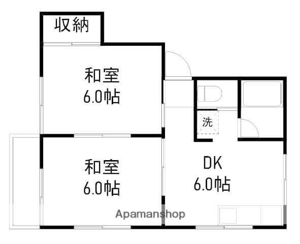 オークハウス A棟(2DK/1階)の間取り写真
