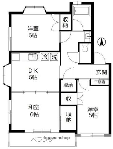 コーポむつき(3DK/2階)の間取り写真