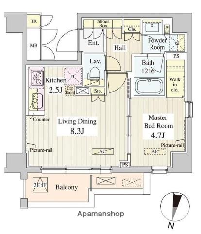 ル・シュクレ永福(1LDK/5階)の間取り写真