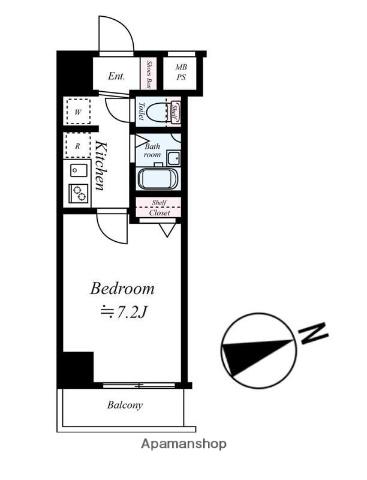 GENOVIA吉祥寺通イースト(1K/4階)の間取り写真