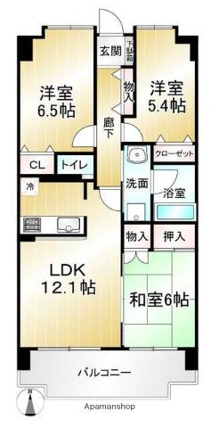 ライフステージ武蔵野(3LDK/5階)の間取り写真