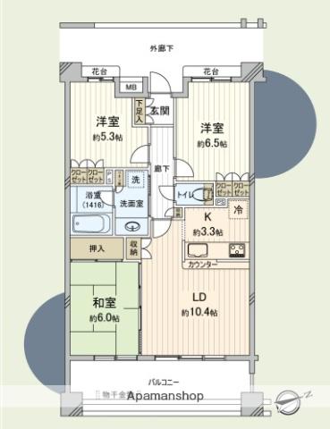 クレアホームズ武蔵小金井(ワンルーム/6階)の間取り写真