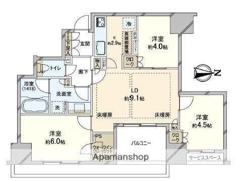 パークホームズ西荻窪グランビュー(3LDK/8階)の間取り写真