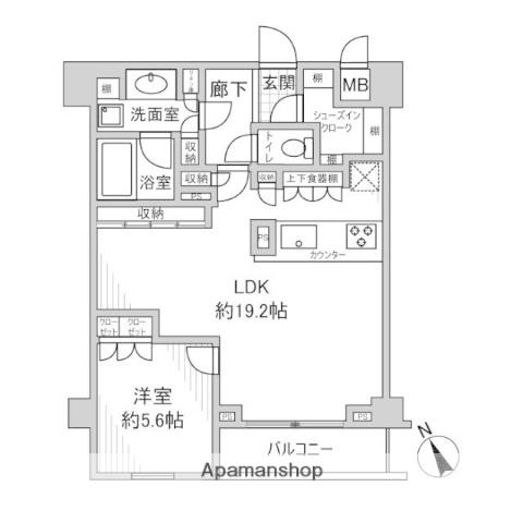 エルデンシア阿佐ヶ谷プラチナム(1LDK/2階)の間取り写真