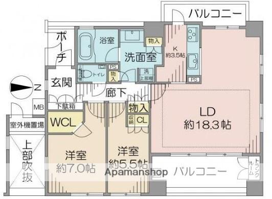 アデニウム吉祥寺(2LDK/5階)の間取り写真