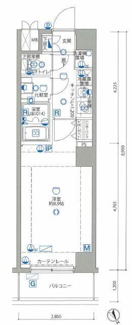 グロウス西荻窪(1K/2階)の間取り写真