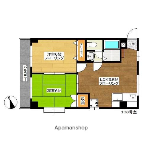 エラノスむさし野(2DK/2階)の間取り写真
