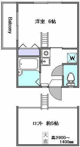 マメゾンF(1K/2階)の間取り写真