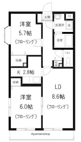 メゾン ルネ(2LDK/3階)の間取り写真