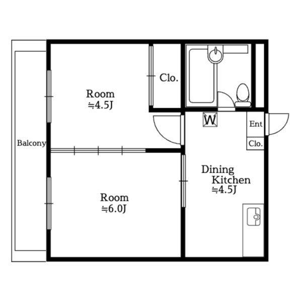吉祥寺エコーハイツ(2DK/6階)の間取り写真