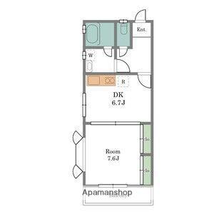 ベルハイツ(1DK/1階)の間取り写真