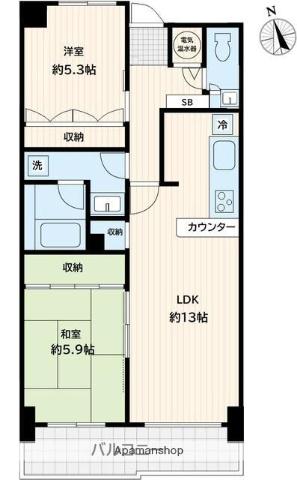 アミ浜田山(2LDK/3階)の間取り写真