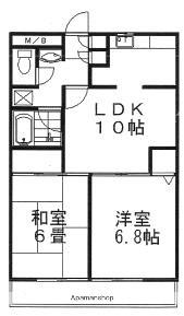 メゾン関第二(2LDK/3階)の間取り写真