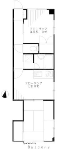 善福寺Uハイツ(2DK/3階)の間取り写真