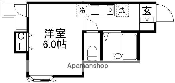 グランヒルズ武蔵野(1K/2階)の間取り写真