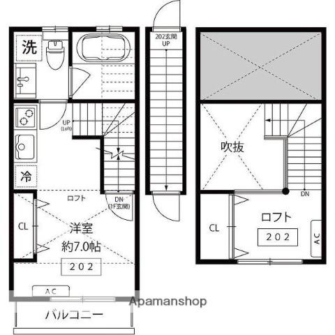 クークルブ久我山(ワンルーム/2階)の間取り写真
