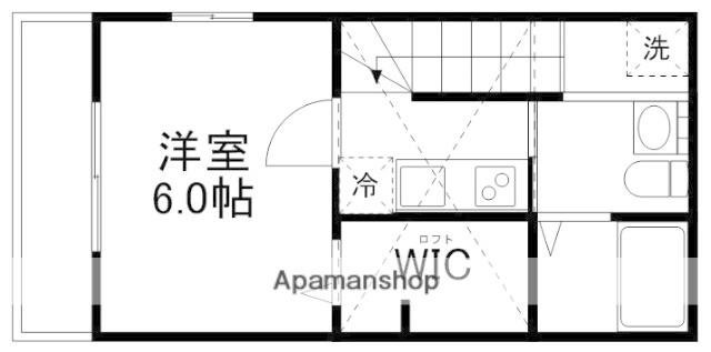 ラフィネ東小金井(1K/2階)の間取り写真