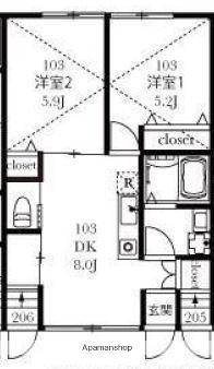 コンフォートテラス久我山(2DK/1階)の間取り写真