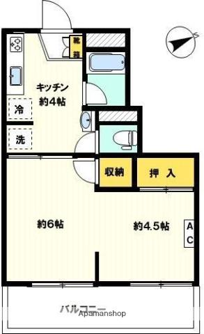 ランブリング西荻北(1K/1階)の間取り写真