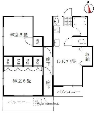 京王電鉄井の頭線 三鷹台駅 徒歩8分 2階建 築42年(2DK/2階)の間取り写真