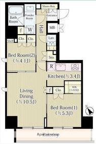 アルトステージ武蔵野(2LDK/11階)の間取り写真