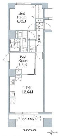 オークラビル(2LDK/6階)の間取り写真