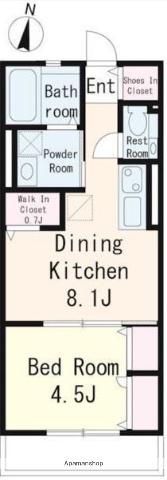 メゾン キキ イースト(1LDK/2階)の間取り写真