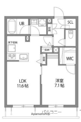 ミルフォードテラス(1LDK/1階)の間取り写真