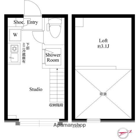 ハーモニーテラス高井戸西(ワンルーム/1階)の間取り写真