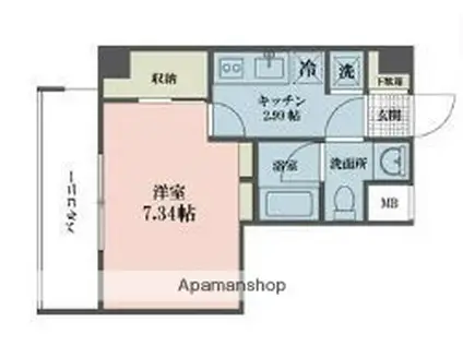 ドゥーエ武蔵小金井(1K/2階)の間取り写真