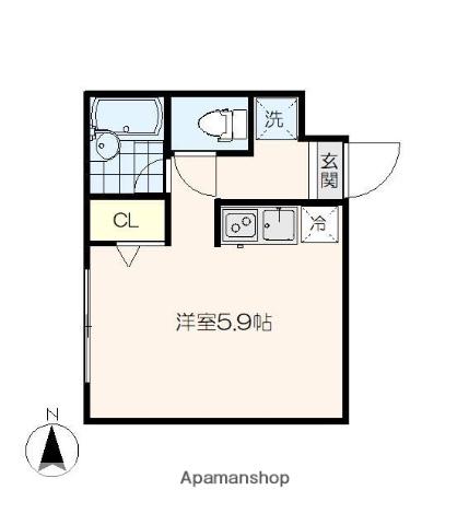 マルガユニティーⅢ(ワンルーム/3階)の間取り写真