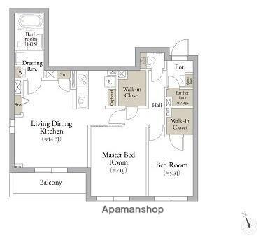 デメテル武蔵境(2LDK/3階)の間取り写真
