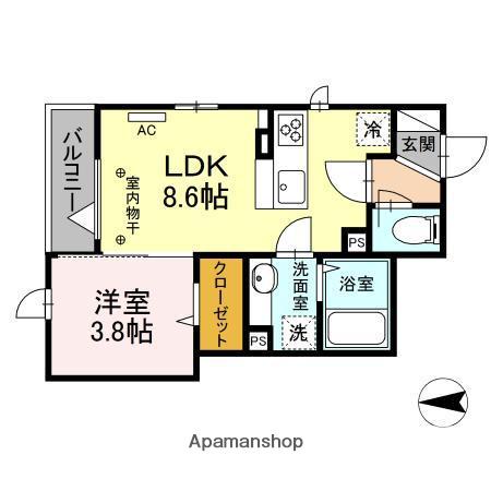 D-STYLE境(1LDK/2階)の間取り写真