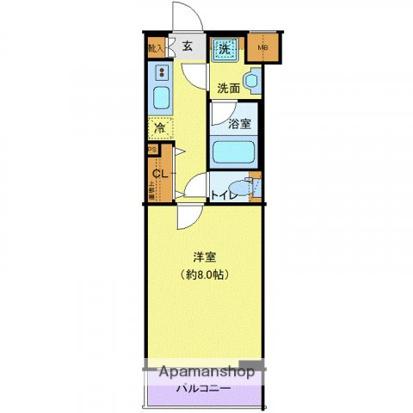 プレール・ドゥーク高井戸(1K/1階)の間取り写真