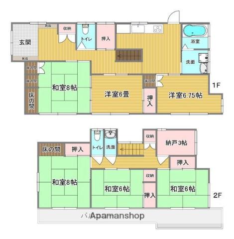 中央本線 武蔵小金井駅 徒歩11分 2階建 築45年(6SLDK)の間取り写真