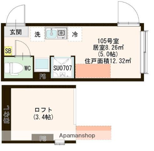 ハーモニーテラス関町南(ワンルーム/1階)の間取り写真