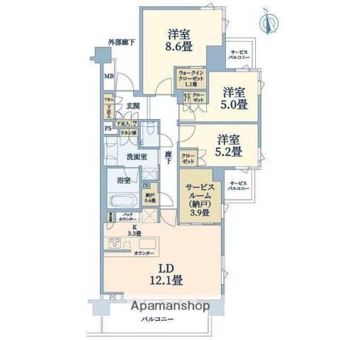 ブランズ南荻窪(3SLDK/3階)の間取り写真