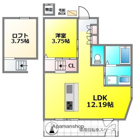 桜ハウス(1LDK/1階)の間取り写真