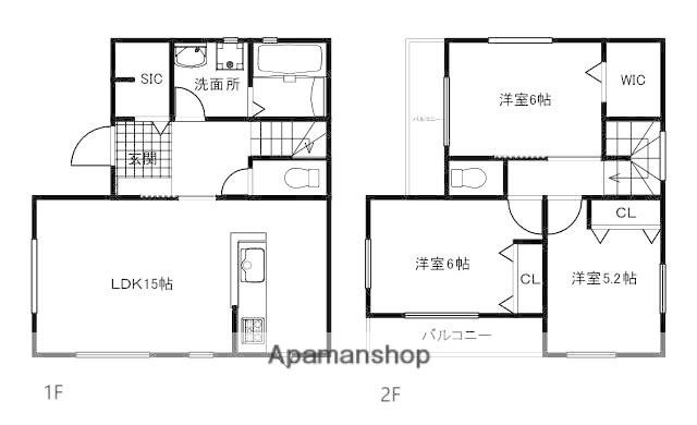 中央本線 武蔵境駅 徒歩27分 2階建 築1年(3LDK)の間取り写真