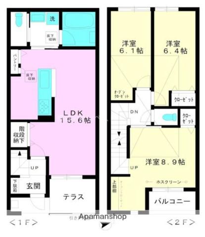 メゾネット モア(3LDK/1階)の間取り写真