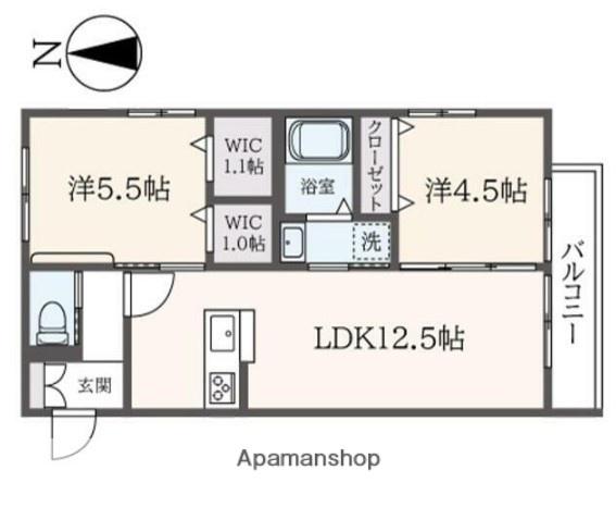 リヴェール宮前(2LDK/1階)の間取り写真