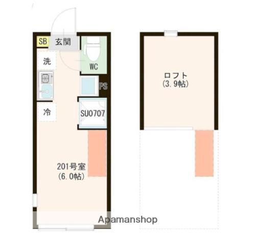 STELLA十 ステラプラス(ワンルーム/2階)の間取り写真