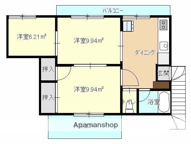 大塚ビル(3DK/2階)の間取り写真
