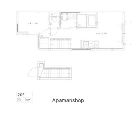 ソルナクレイシア三鷹Ⅱ(1LDK/2階)の間取り写真