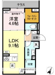 D-COMODO深大寺北町(1LDK/2階)の間取り写真