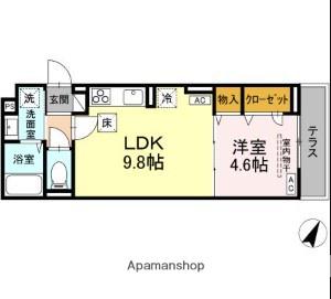 D-COMODO深大寺北町(1LDK/1階)の間取り写真
