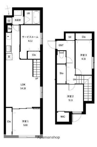 COEUR BLANC西荻窪(3SLDK/4階)の間取り写真